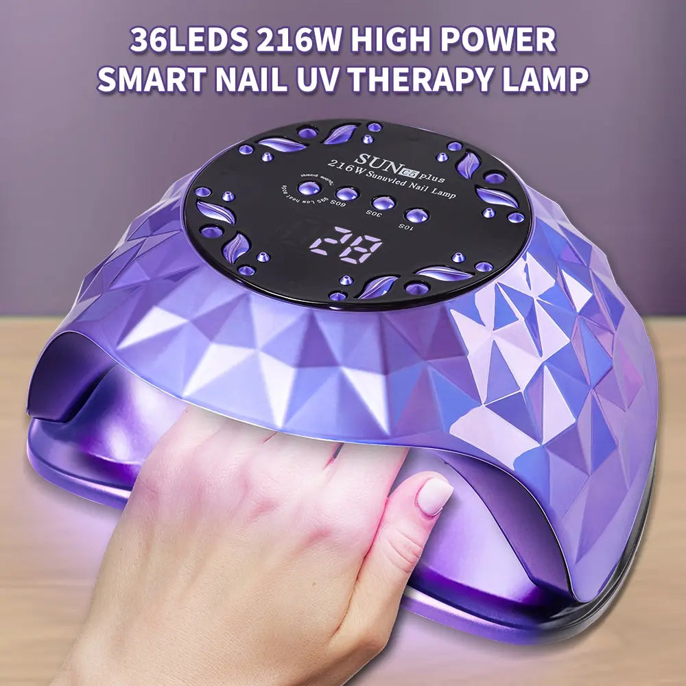 216W Nail Dryer UV LED Nail Lamp for Curing All Gel Nail Polish with Motion Sensing Professional Manicure Salon Tool Equipment