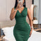 SHEIN Clasi Rhinestone Ruched Bodycon Dress