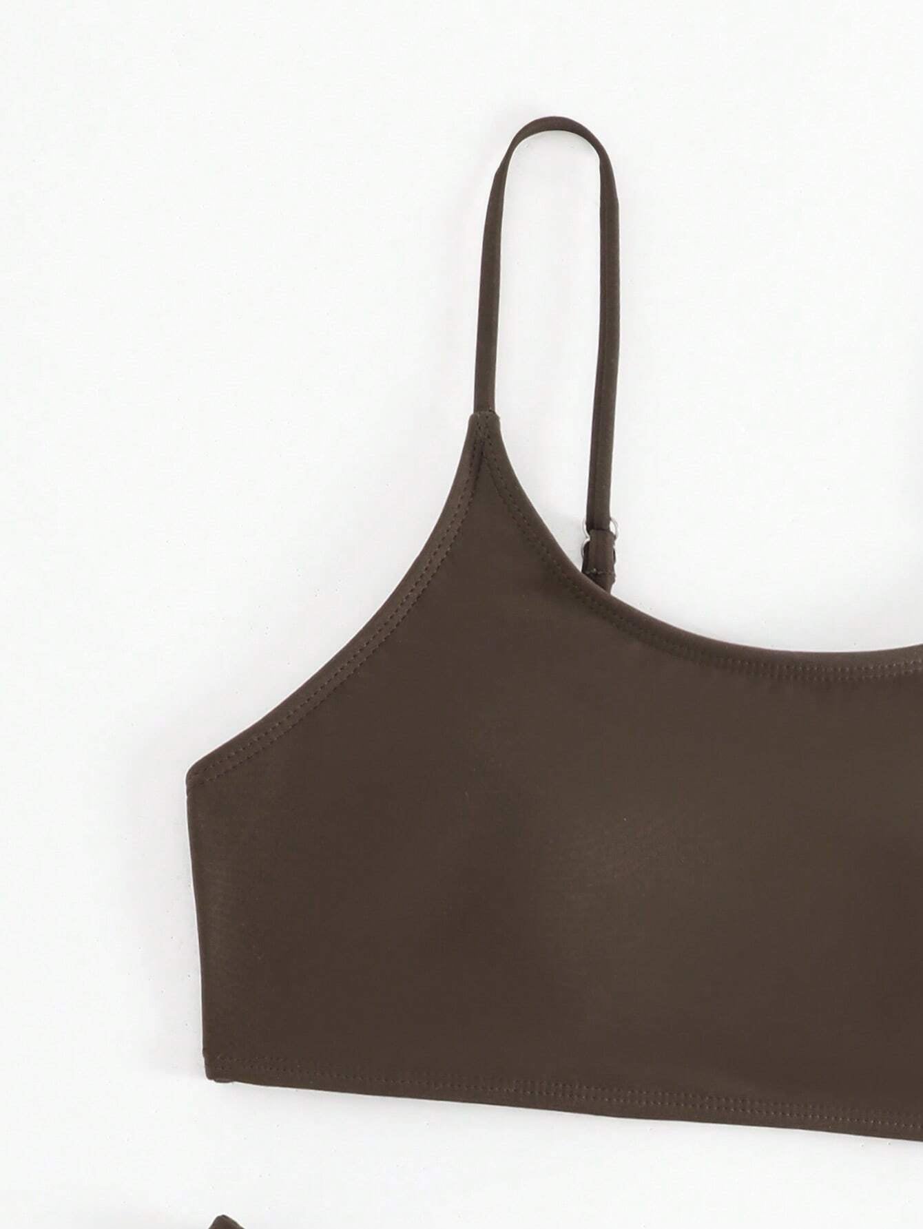SHEIN Swim Basics Summer Beach Plain High Cut Bikini Set