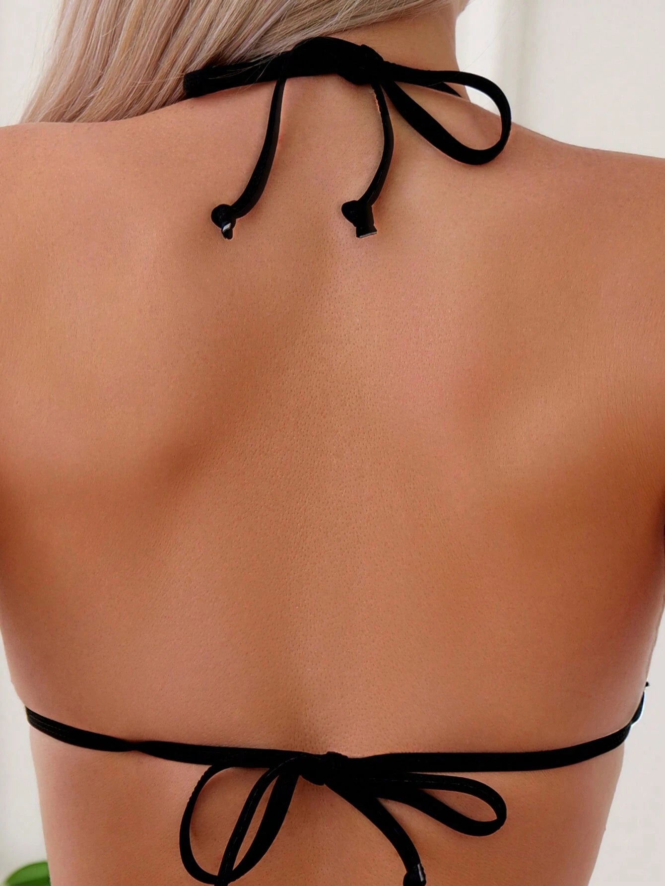 SHEIN Swim Summer Beach Chain Linked Halter Triangle Bikini Set