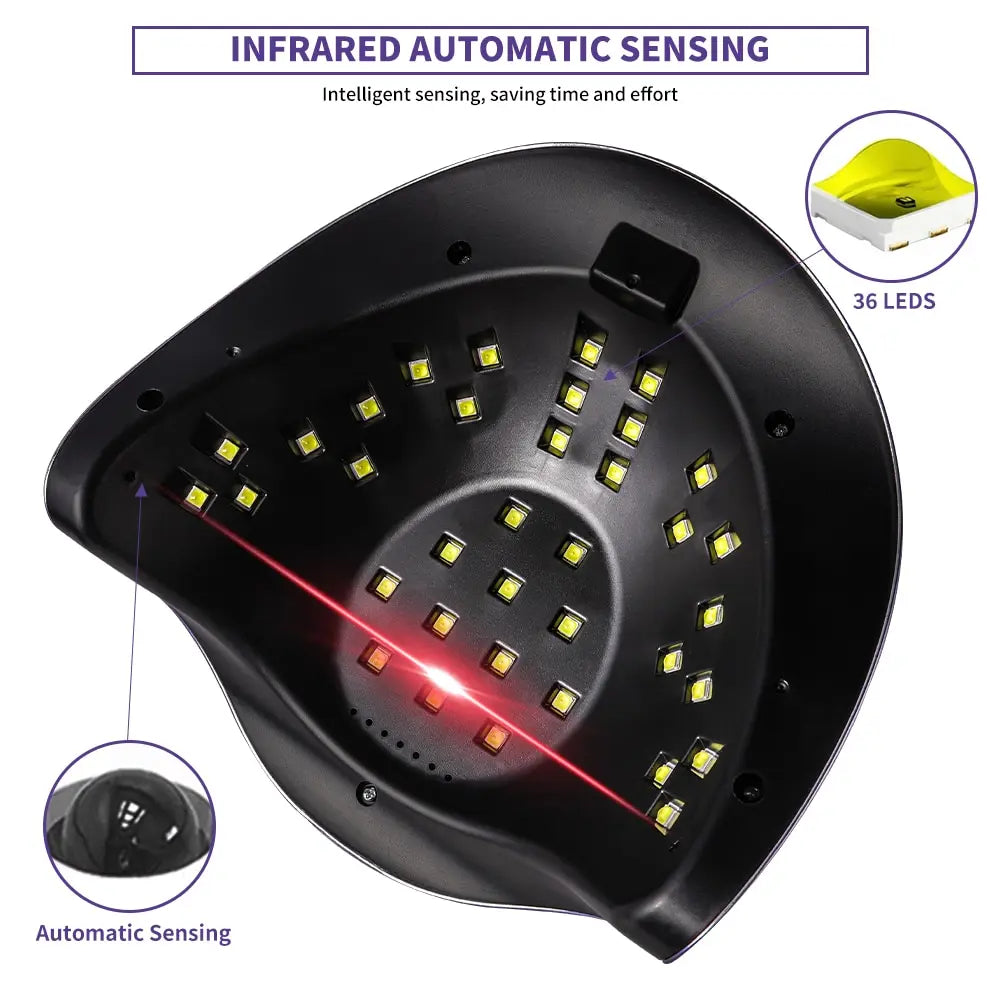 216W Nail Dryer UV LED Nail Lamp for Curing All Gel Nail Polish with Motion Sensing Professional Manicure Salon Tool Equipment
