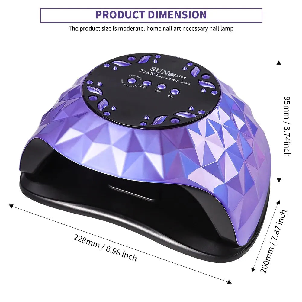 216W Nail Dryer UV LED Nail Lamp for Curing All Gel Nail Polish with Motion Sensing Professional Manicure Salon Tool Equipment