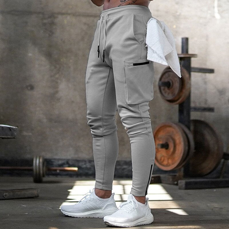 Joggers Men 2021 Streetwear Trousers Multiple Zipper Pockets Muscle Mens Pants , Sweatpants Tracksuit 20CK19