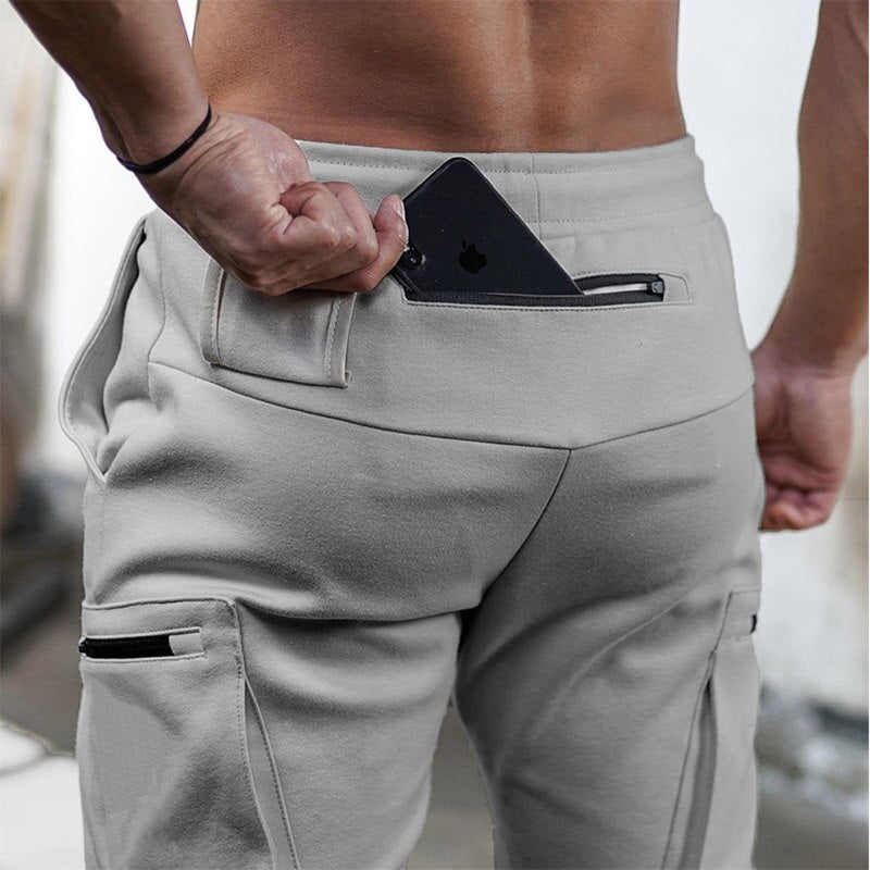 Joggers Men 2021 Streetwear Trousers Multiple Zipper Pockets Muscle Mens Pants , Sweatpants Tracksuit 20CK19