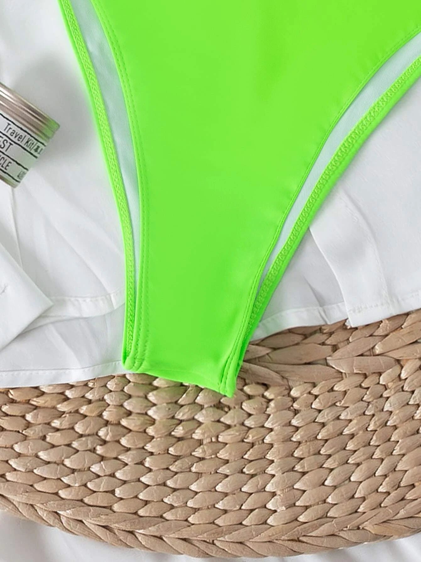 SHEIN Swim Basics Summer Beach Plain High Cut Bikini Set