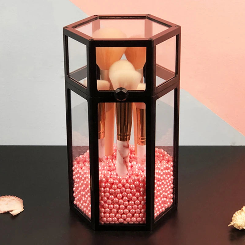 High-Grade Glass Make-Up Brush Storage Box Makeup Eyebrow Pencil Cosmetic Holder Make up Tools Pen Holder Rack Table Organizer