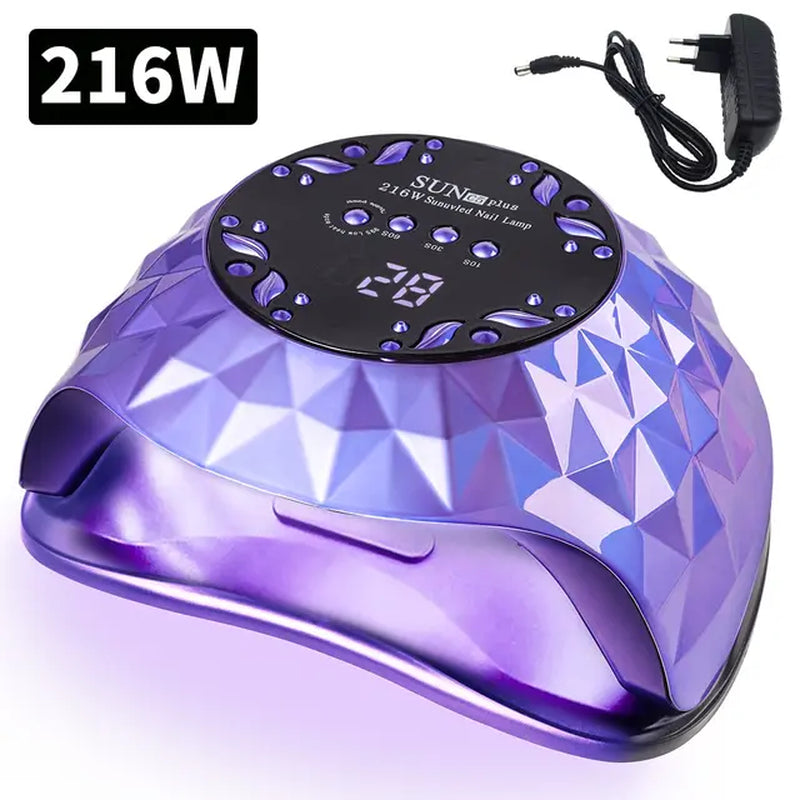 216W Nail Dryer UV LED Nail Lamp for Curing All Gel Nail Polish with Motion Sensing Professional Manicure Salon Tool Equipment