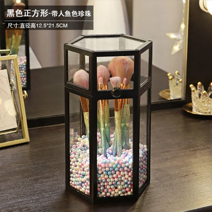 High-Grade Glass Make-Up Brush Storage Box Makeup Eyebrow Pencil Cosmetic Holder Make up Tools Pen Holder Rack Table Organizer