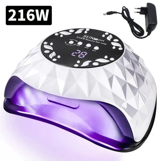 216W Nail Dryer UV LED Nail Lamp for Curing All Gel Nail Polish with Motion Sensing Professional Manicure Salon Tool Equipment