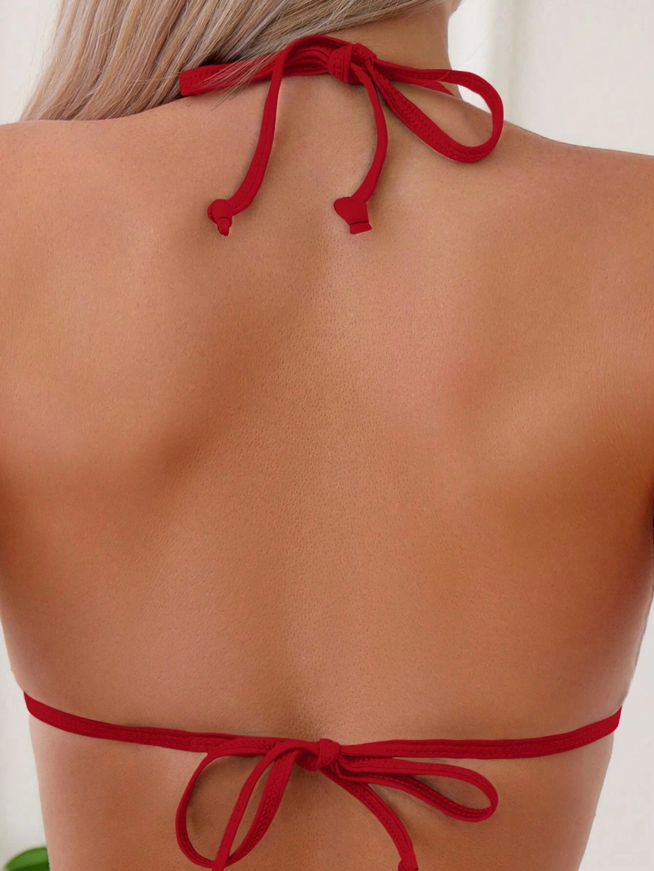SHEIN Swim Summer Beach Chain Linked Halter Triangle Bikini Set